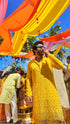 Men's Yellow Georgette Zari With Sequins Worked Kurta