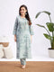Women's Aqua Blue Printed Cotton Kurta Pant Set