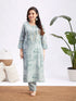 Women's Aqua Blue Printed Cotton Kurta Pant Set