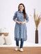 Women's Blue Striped Cotton Shirt Style Kurta