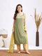Women's Green Foil Printed Rayon Kurta Set With Dupatta
