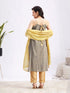 Women's Grey Foil Printed Rayon Kurta Set With Dupatta
