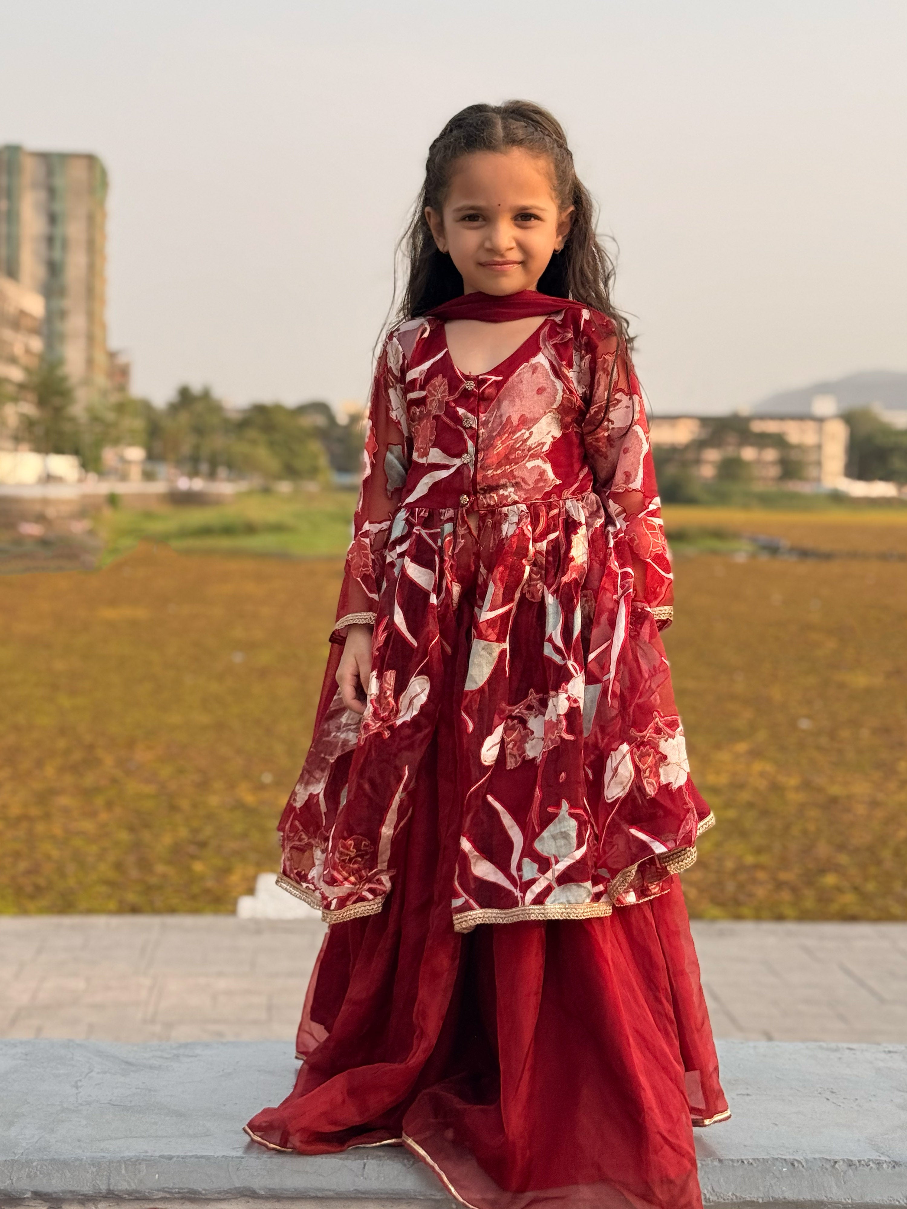 Girl's' Maroon Girl's Lehenga Choli