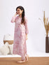 Women's Light Pink Printed Cotton Kurta Pant Set