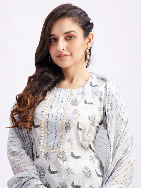 Women's Grey Summer Cotton Sharara Set