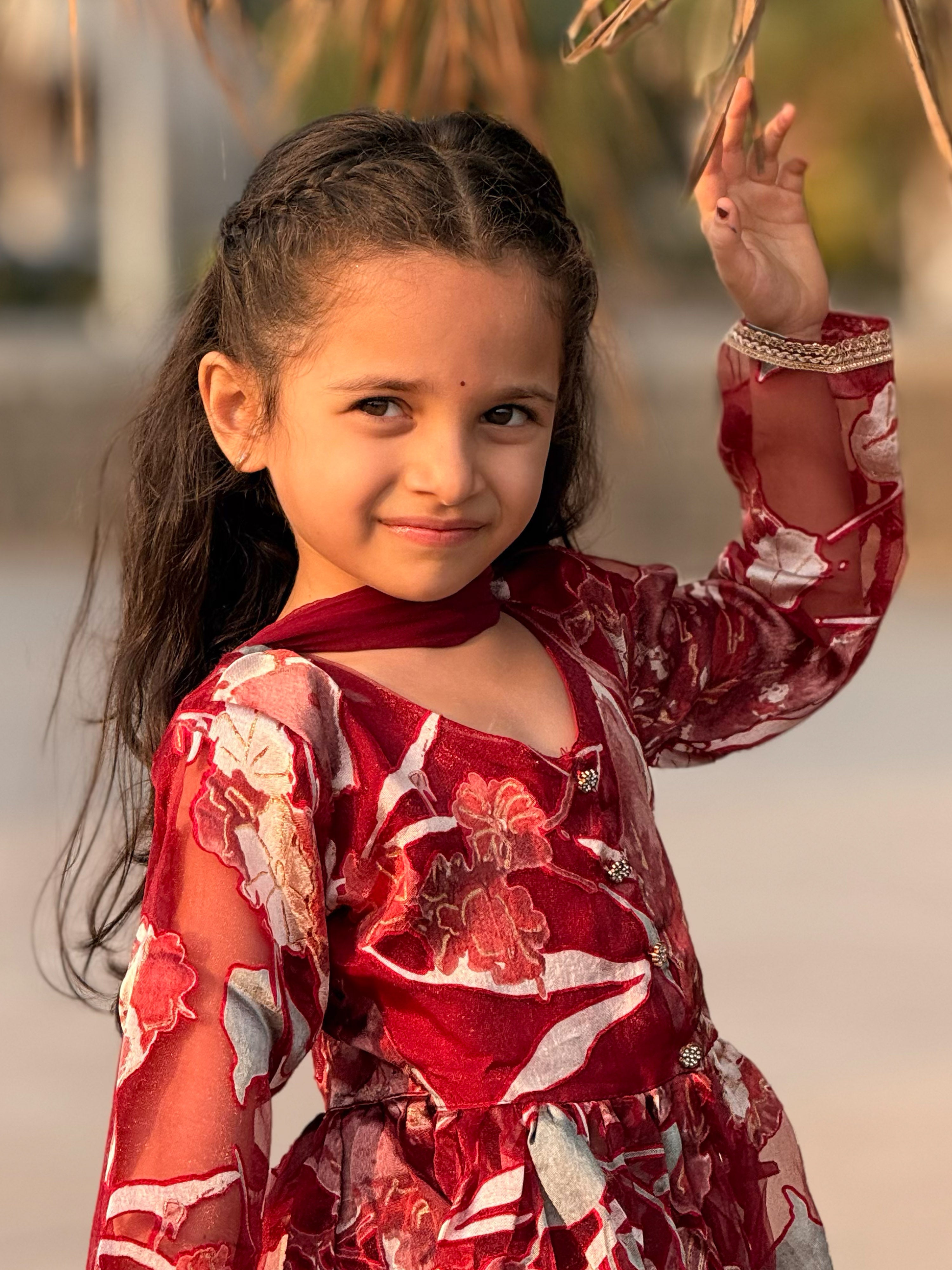 Girl's' Maroon Girl's Lehenga Choli
