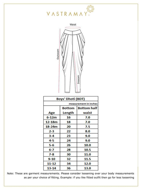 Boy's' Black Silk Blend Embroidered Dhoti