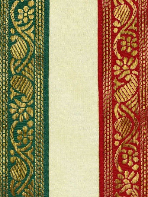 Boy's Cream Cotton Kurta Dhoti and Dupatta Set