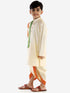 Boy's Gold Cotton Blend Kurta Dhoti and Dupatta Set