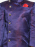 Boy's' Blue And Maroon Silk Blend Indowestern Sherwani And Dhoti Set