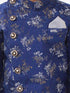 Boy's Blue And Grey Angrakha Style Indowestern Sherwani And Dhoti Set