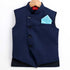Boy's Blue Cotton Blend Twill Nehru Jacket