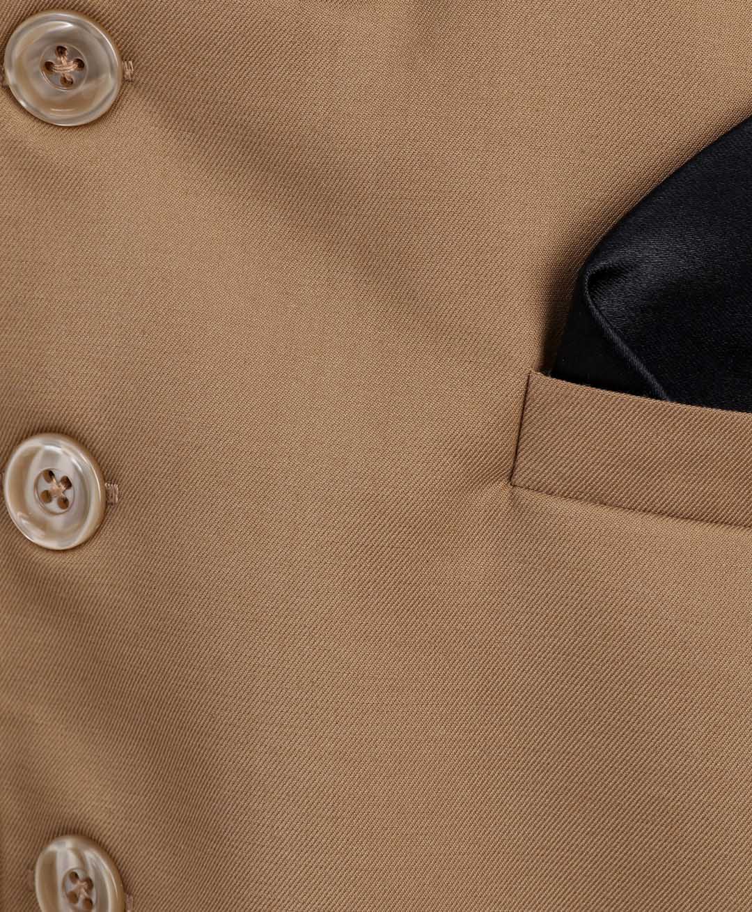 Beige Cotton Blend Twill Nehru Jacket