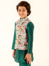 Boy's Aqua Floral Printed Nehru Jacket