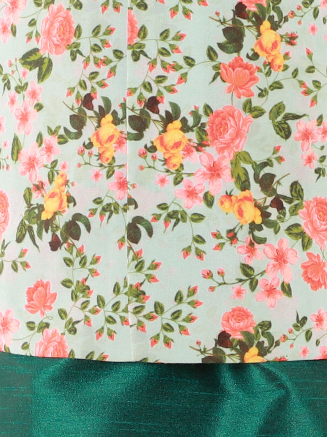 Boy's Aqua Floral Printed Nehru Jacket