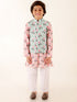 Boy's Peach Floral Printed Nehru Jacket