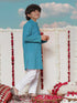 Boy's Aqua Blue Cotton Kurta And Pyjama Set