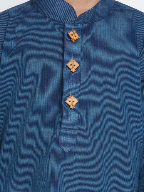 Boy's Blue Cotton Kurta and Pyjama Set