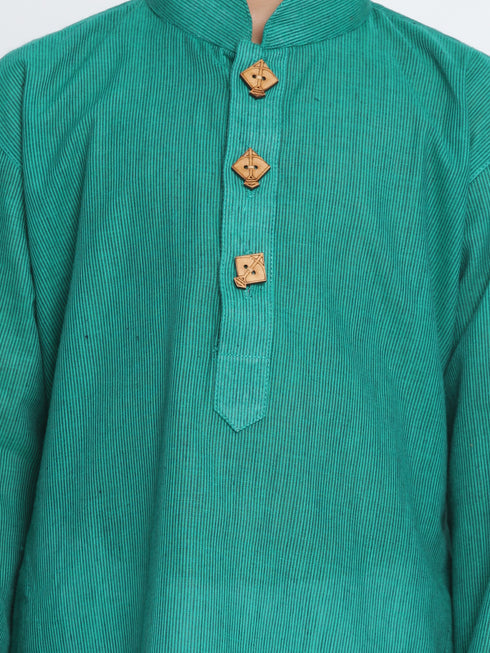 Boy's Green Cotton Kurta and Pyjama Set