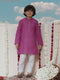 VASTRAMAY Boy's Purple Cotton Kurta and Pyjama Set