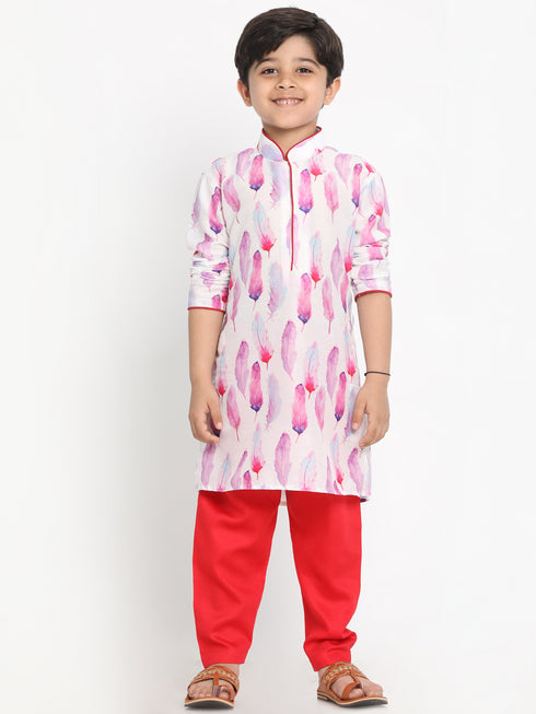 Boy's Cotton Silk Digital Printed Kurta and Pyjama Set