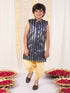 Boy's' Navy Blue Brocade Kurta Dhoti Set