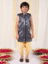 Boy's' Navy Blue Brocade Kurta Dhoti Set