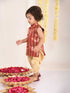 Boy's' Maroon Brocade Kurta Dhoti Set