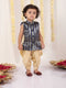 Boy's' Navy Blue Brocade Kurta Dhoti Set