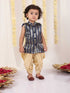 Boy's' Navy Blue Brocade Kurta Dhoti Set