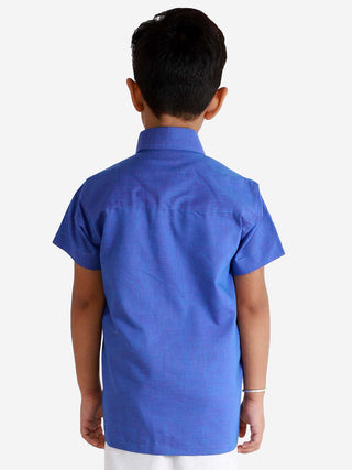 JBN Creation Boys' Turquoise Blue Cotton Short Sleeves Ethnic Shirt