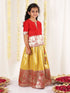 Girl's Maroon And Yellow Pavda Pattu Lehenga Choli Set