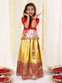 Girl's Maroon And Yellow Pavda Pattu Lehenga Choli Set