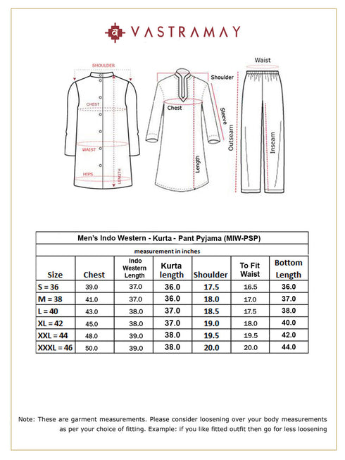 Men's Navy Blue Jacquard Sherwani And Kurta Pant Set