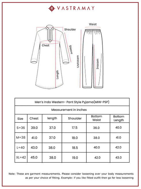 Men's Peach Rayon Indo Western And Pyjama Set