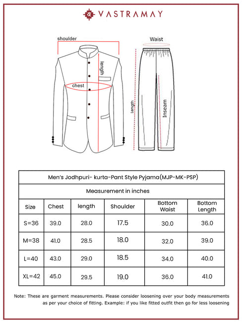 Men's Black Imported Suiting Jodhpuri And Pant Set