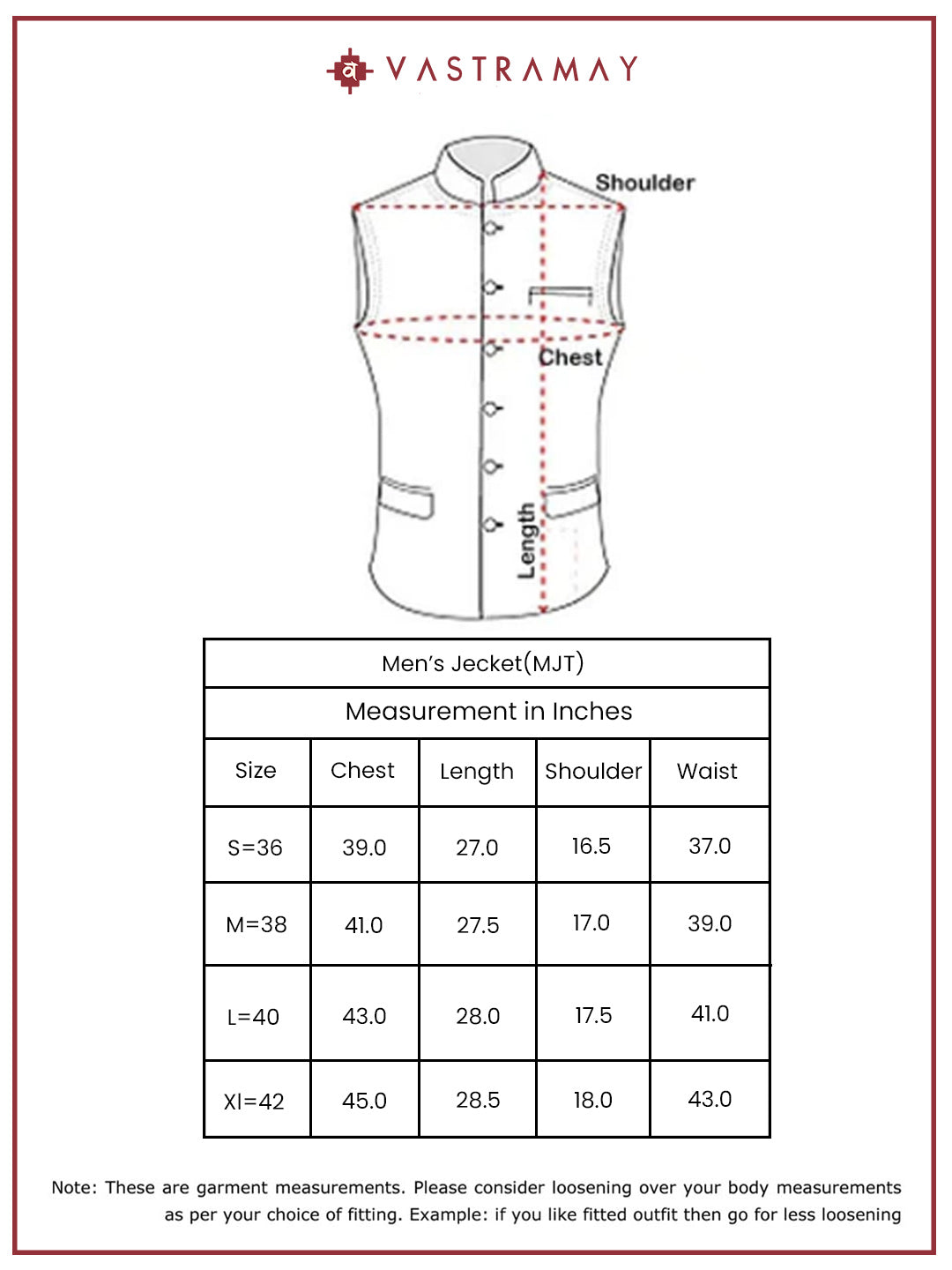 Men's Wine - Nehru Jacket