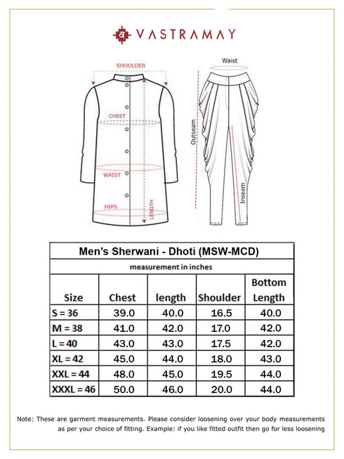 VASTRAMAY Men's Brown Cotton Blend Sherwani Set