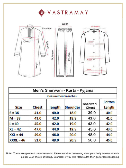 Men's Black Silk Blend Sherwani,Kurta And Patiala Set