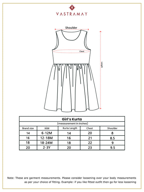 Girl's Orange Chikankari Cotton Kurta