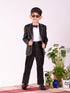 Boy's' White And Black Shirt Blazer And Pant