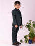 Boy's' Black And Green Shirt Blazer Waist Coat And Pant