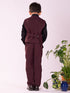Boy's' Black And Maroon Shirt Blazer Waist Coat And Pant