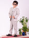 Boy's' White And Gray Shirt Blazer Waist Coat And Pant