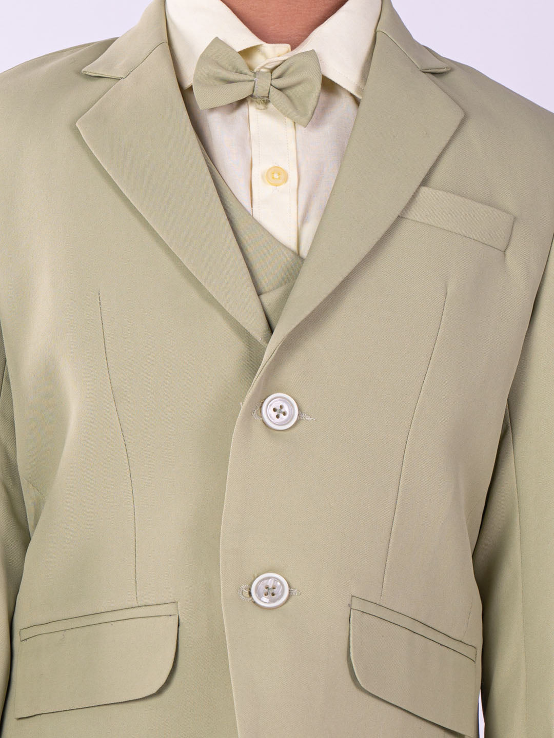 Boy's' Black And Mint Green Shirt Blazer Waist Coat And Pant