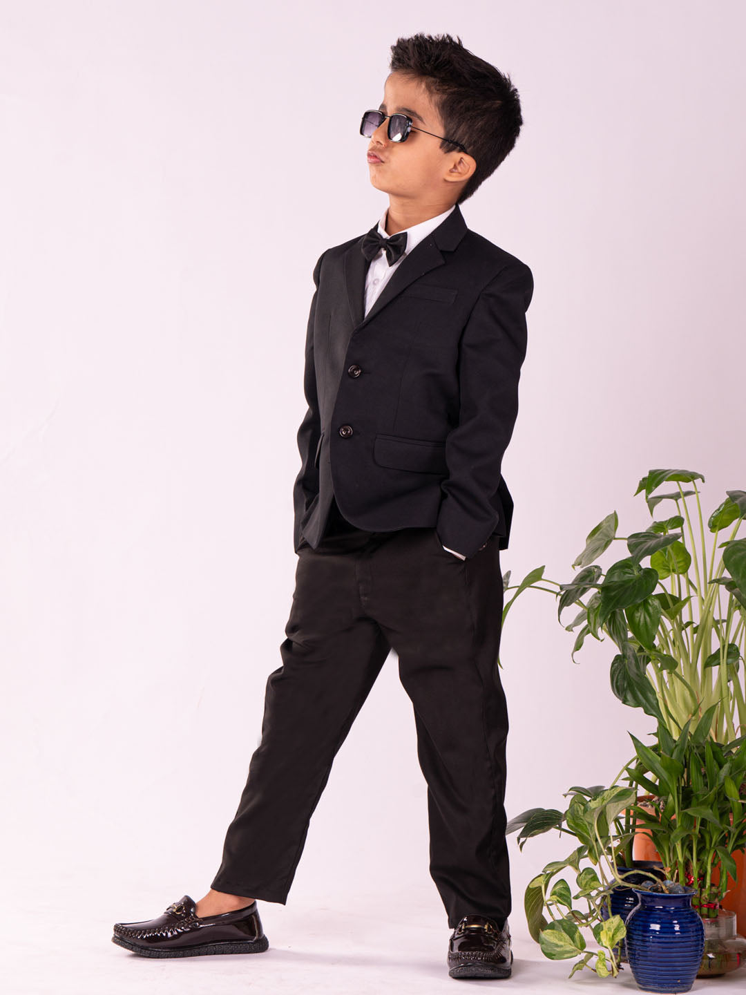 Boy's' Black Shirt Blazer And Pant
