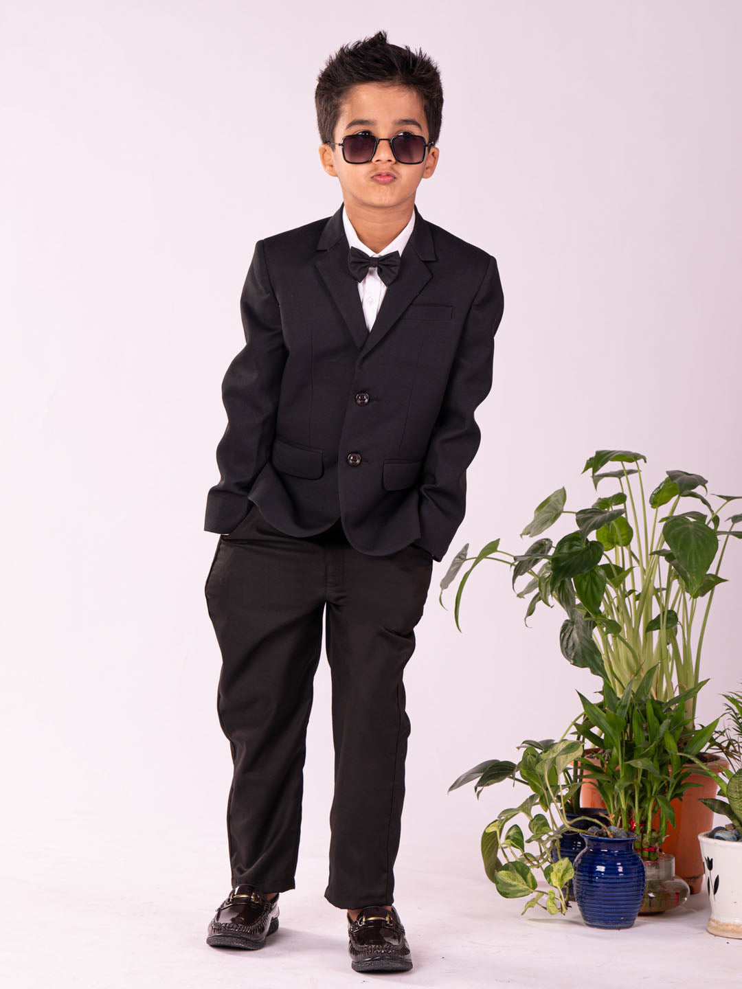 Boy's' Black Shirt Blazer And Pant