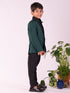 Boy's' Black And Green Shirt Blazer And Pant