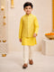 Boy Yellow Silk Blend Kurta, Pyjama and Jacket Set Festive, Festive Glitz, Indated Traditions, Summer / Casual, All regions Ethnic Wear