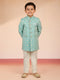 Boy's Aqua Silk Blend Sherwani Set